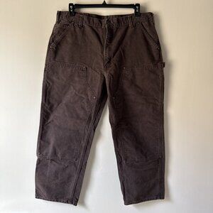 Carhartt B136 DKB Double Knee Men’s Dungaree Fit Pants Brown Size 40x30 Canvas